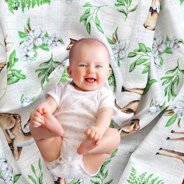 Babymajawelt Spucktuch Baby Mullwindeln Reh 3er Pack, 70 x 80 cm Mulltücher Schmusetuch, (3er Set Spucktücher, 3-tlg., Spucktücher als Grundausstattung für Baby), Made in EU, besonders weich, Halstuch, Sabbertuch
