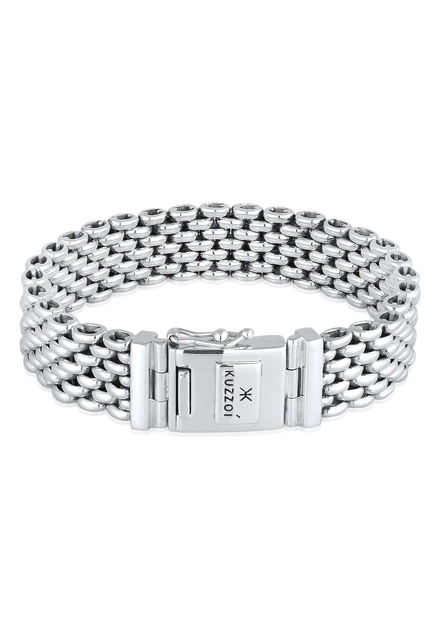 Kuzzoi Armband Herren Breit Massiv Kastenverschluss 925 Silber