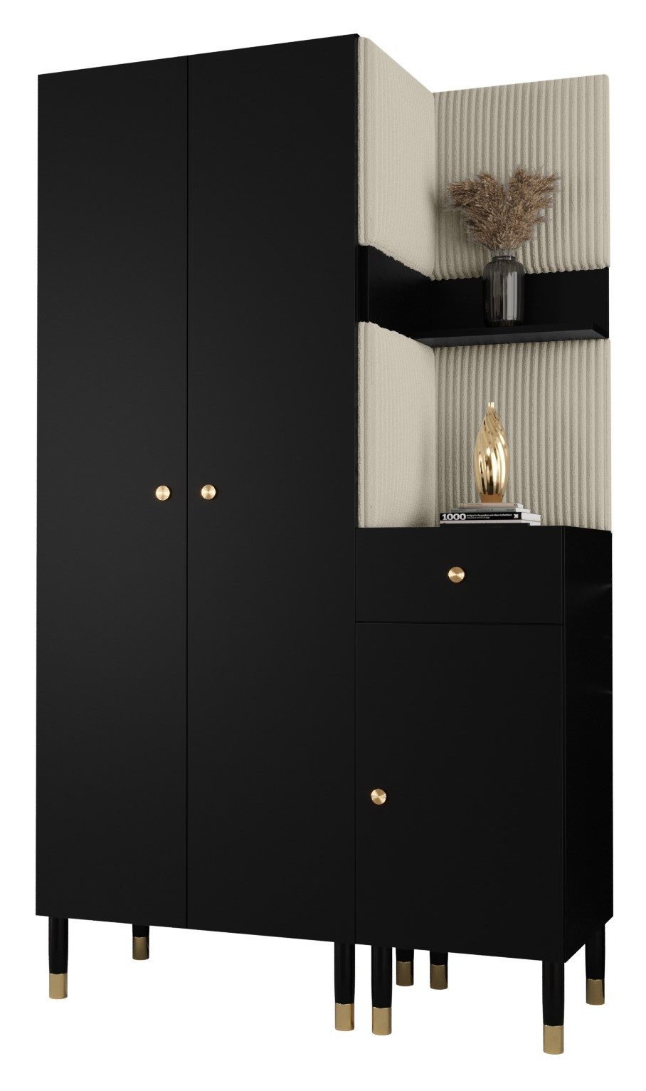 ABIKS MÖBEL Kompaktgarderobe PALERMO Set 6 Garderobe mit gepolsterten Paneelen, Industriell Design