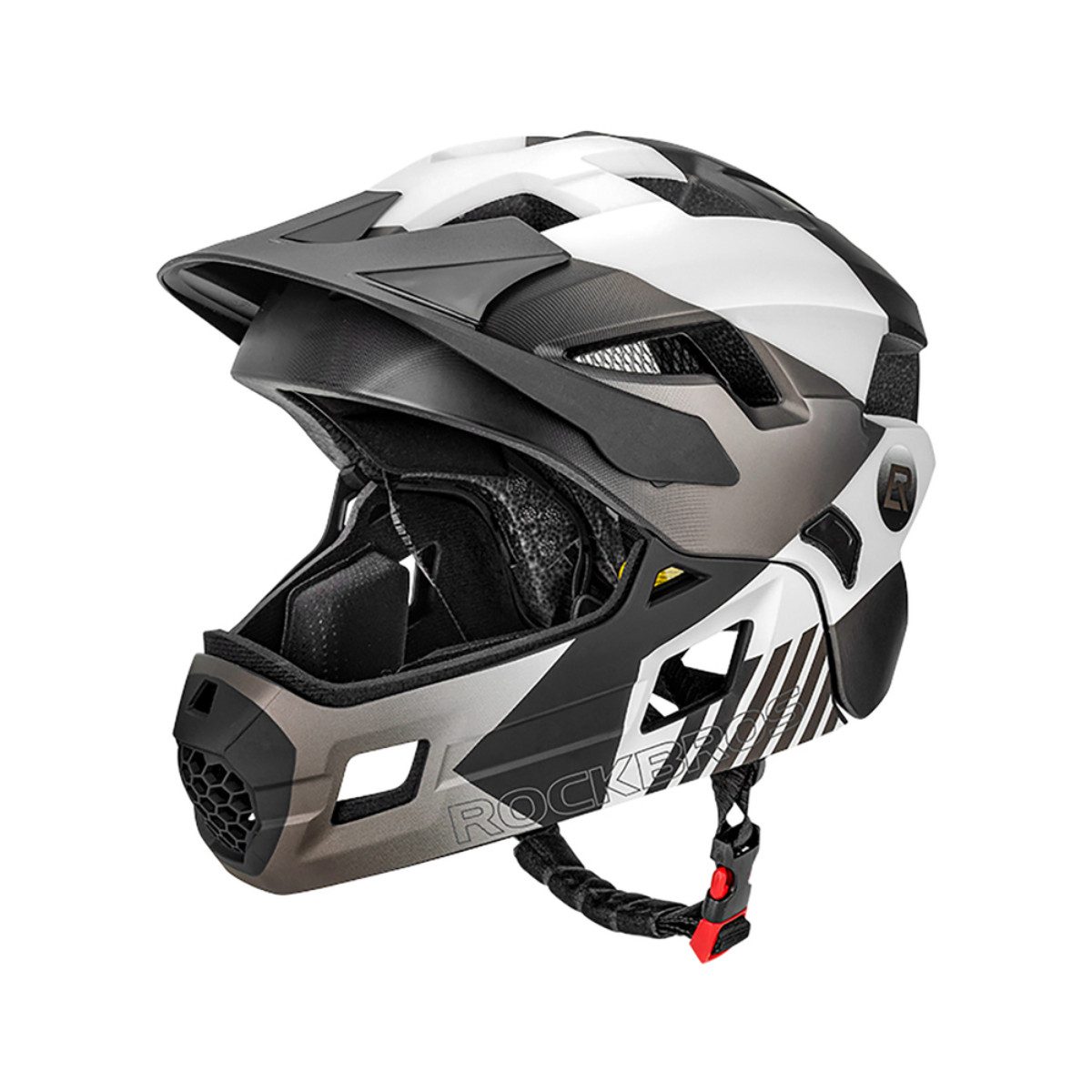 ROCKBROS Kinderfahrradhelm, 2 in 1 Helm mit abnehmbarem Kinnschutz