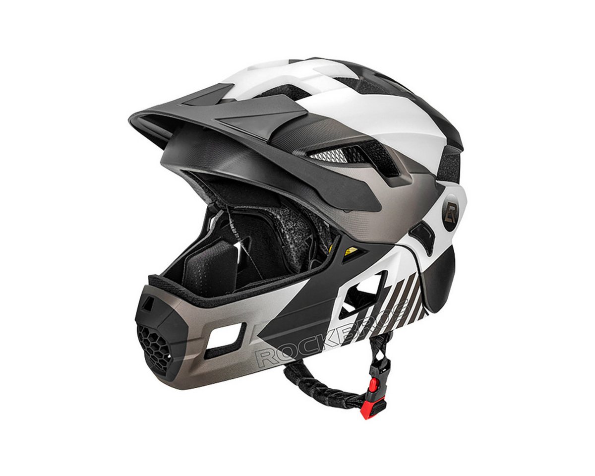 ROCKBROS Kinderfahrradhelm, 2 in 1 Helm mit abnehmbarem Kinnschutz