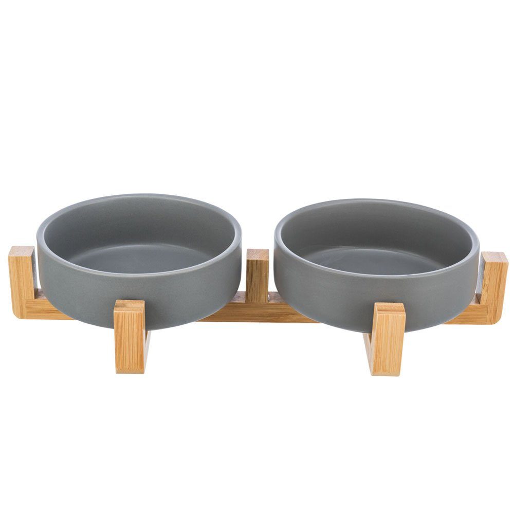 Napf Trixie Napf-Set aus Keramik/Holz - grau/natur