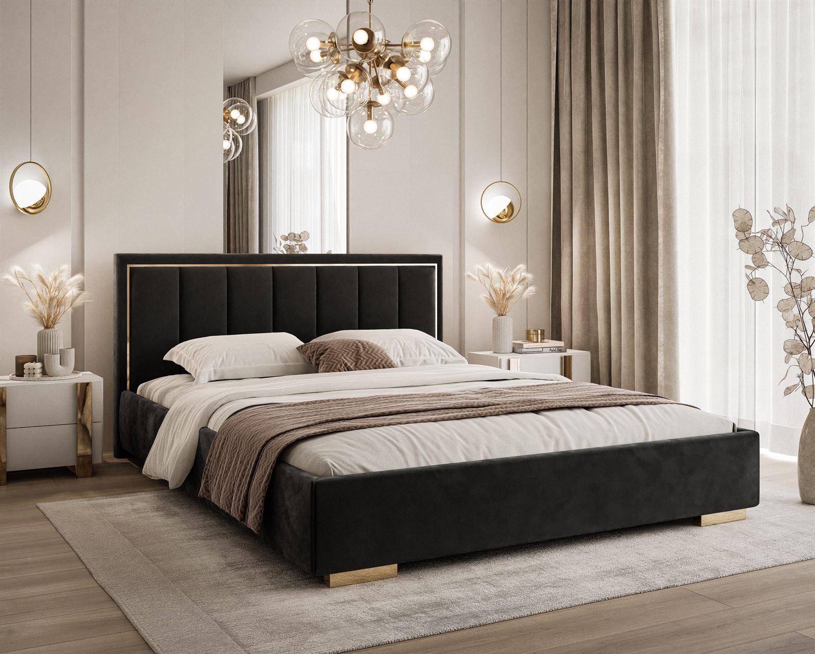 Lookway Polsterbett AURELIA mit Bettkasten und Metallgestell 140x200