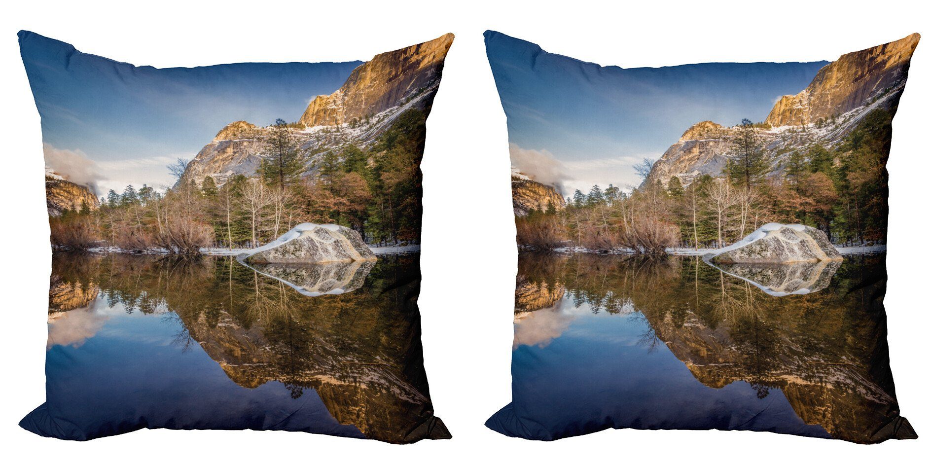 Kissenbezüge Modern Accent Doppelseitiger Digitaldruck, Abakuhaus (2 Stück), Natur Lake Mountain Sunset