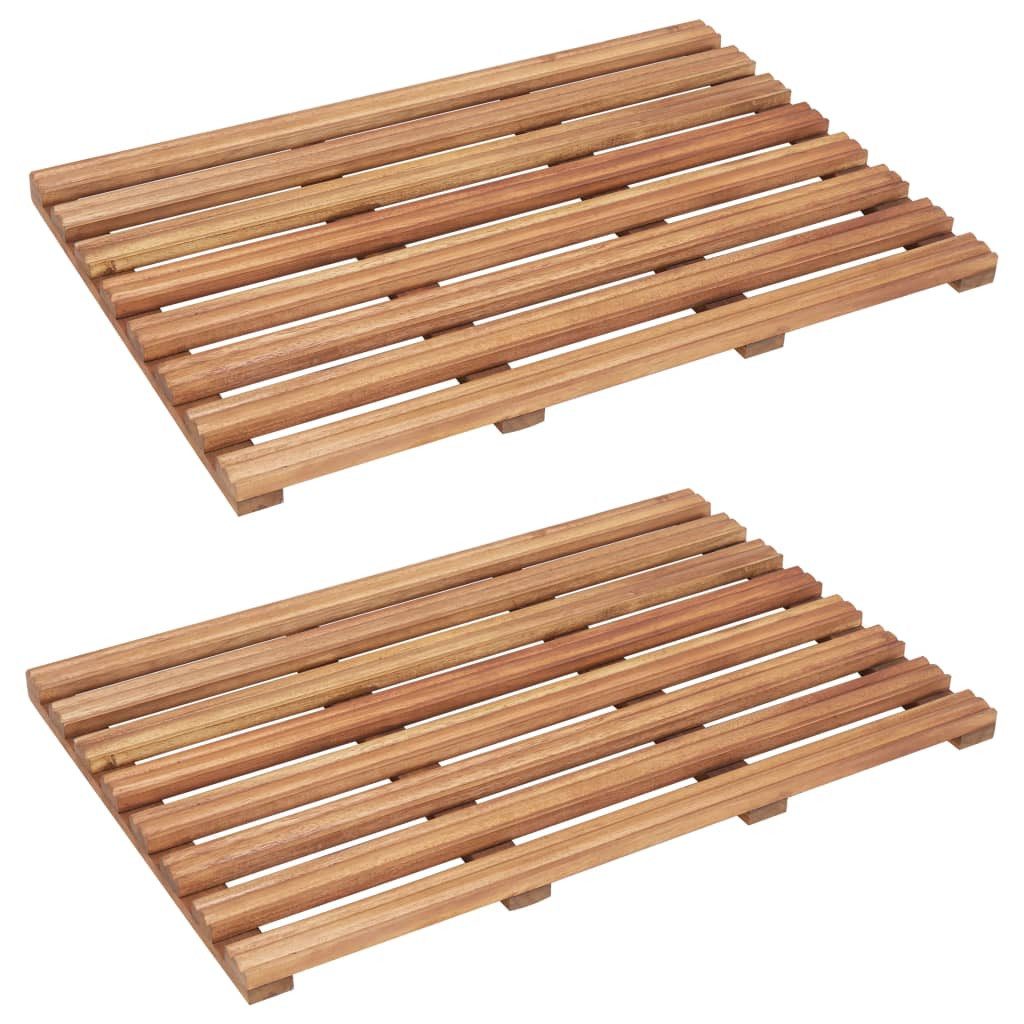 vidaXL Badematte 56 x 37 cm - 2x Badematten 2 Stk Massivholz Akazie 56x37 cm, Höhe 37 mm, Holz