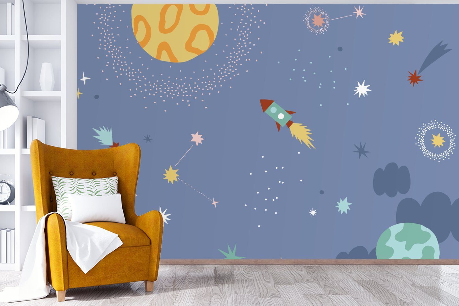 Sterne, - Wallpaper MuchoWow Matt, bedruckt, Kinderzimmer (6 Kinderzimmer, Fototapete St), - für Vinyl Schlafzimmer, Tapete Wohnzimmer, Weltraum