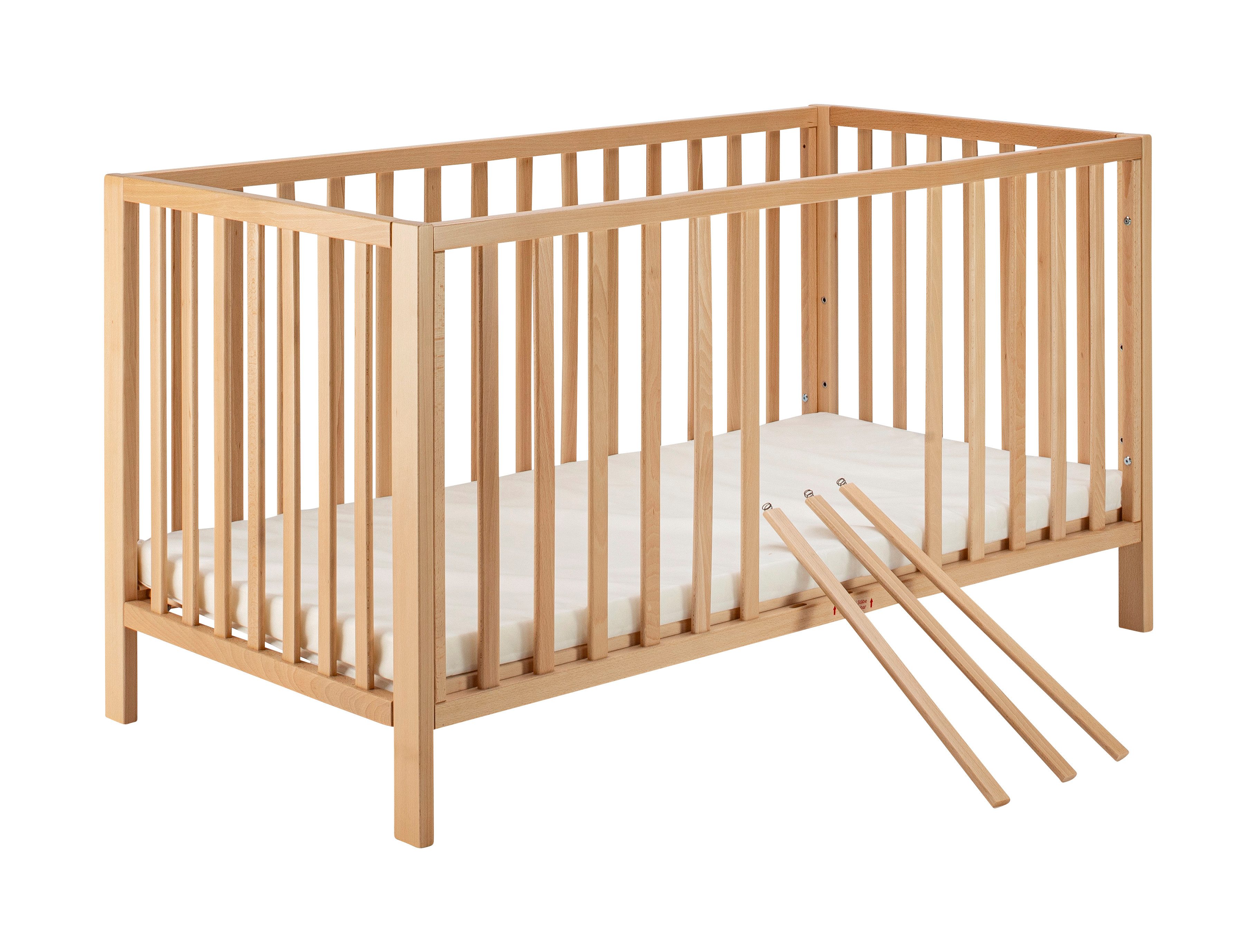 Schardt Babybett Schardt MIKA Gitterbett 70x140cm, Buche massiv, naturfarben lackiert