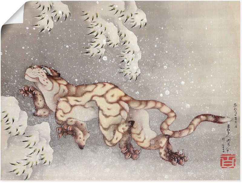 Artland Wandbild »Tiger in einem Schneesturm. Edo-Zeit«, Wildtiere (1 St), in vielen Größen & Produktarten -Leinwandbild, Poster, Wandaufkleber / Wandtattoo auch für Badezimmer geeignet