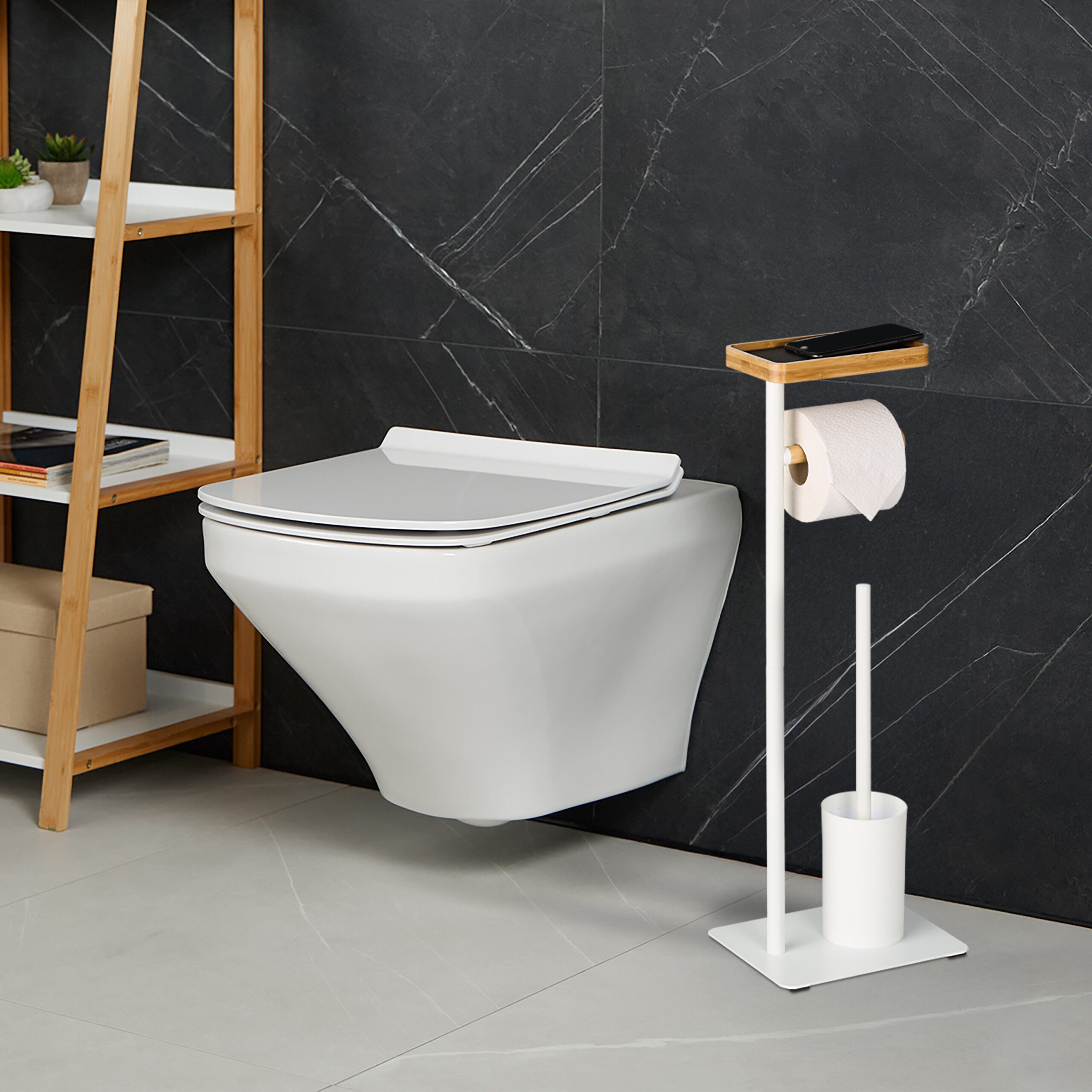 relaxdays WC-Garnitur Bambus & Metall günstig online kaufen
