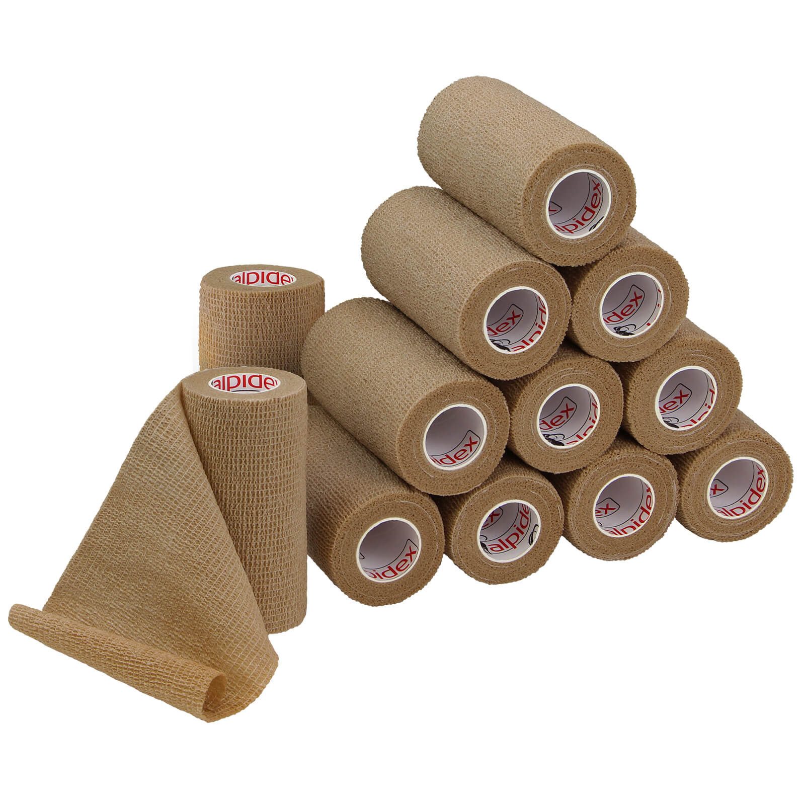 ALPIDEX Bandage 12 Rollen Haftbandage 10 cm x 4.5 m selbstklebender Verband