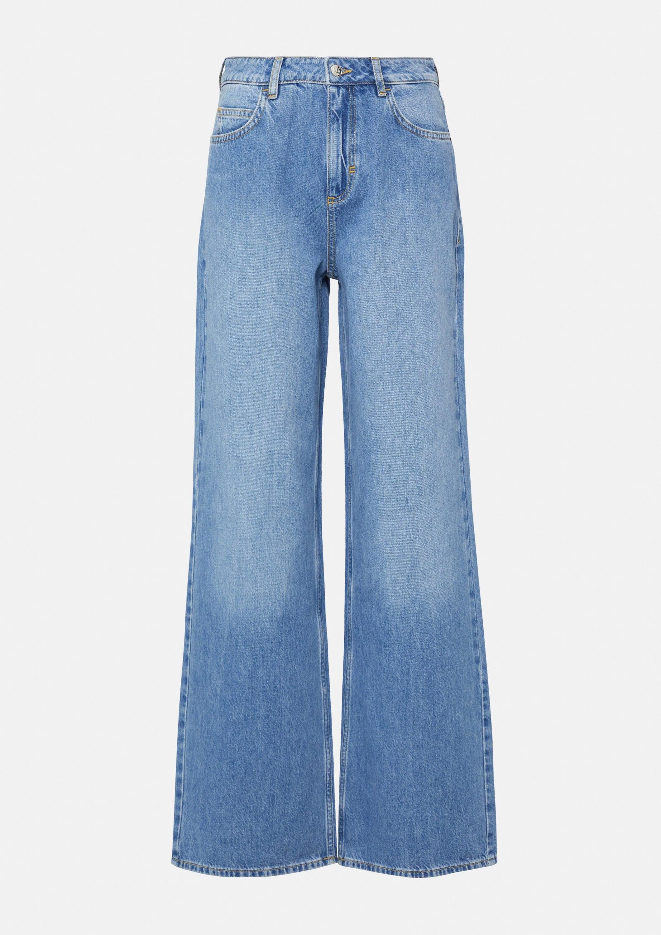 comma Weite Jeans Jeans-Hose Wide-Leg-Jeans mit hohem Bund