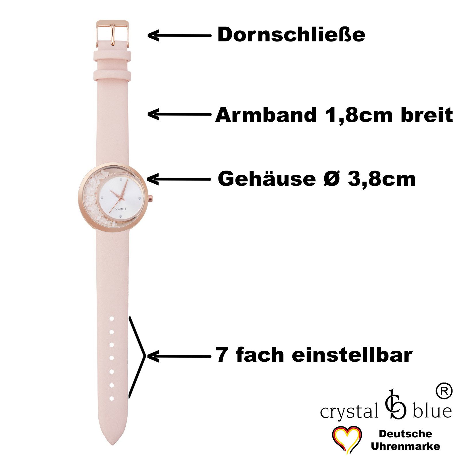 crystal blue Quarzuhr Damenuhr analog Armbanduhr Edelstein Bernstein Lapislazuli Rosenquarz, Gratis Versand