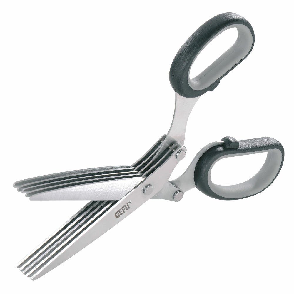 GEFU Kräuterschere 5-fach Edelstahlklinge inkl. Reinigungskamm 12660