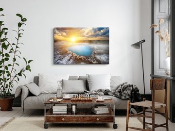 Sinus Art Leinwandbild 120x80cm Wandbild auf Leinwand Island Geothermal Quelle Sonnenuntergan, (1 St)