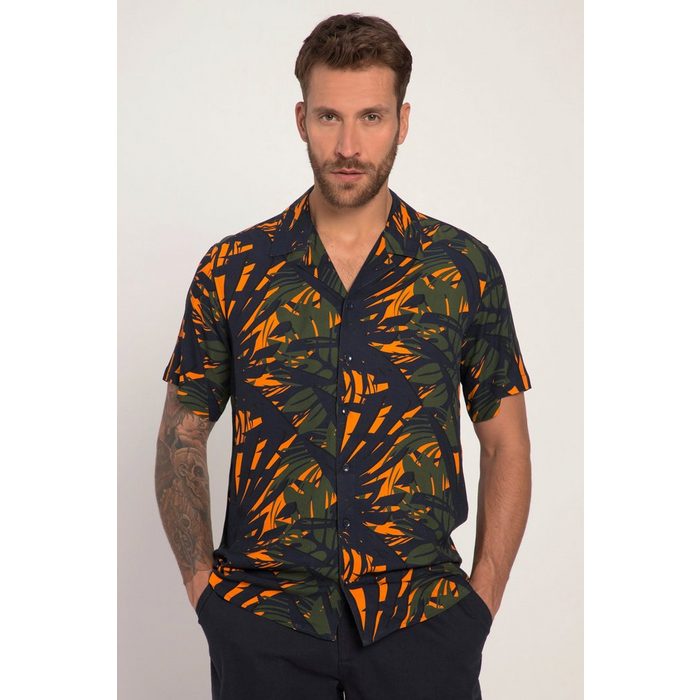 JP1880 Kurzarmhemd Hemd Halbarm Kuba-Kragen floraler Print