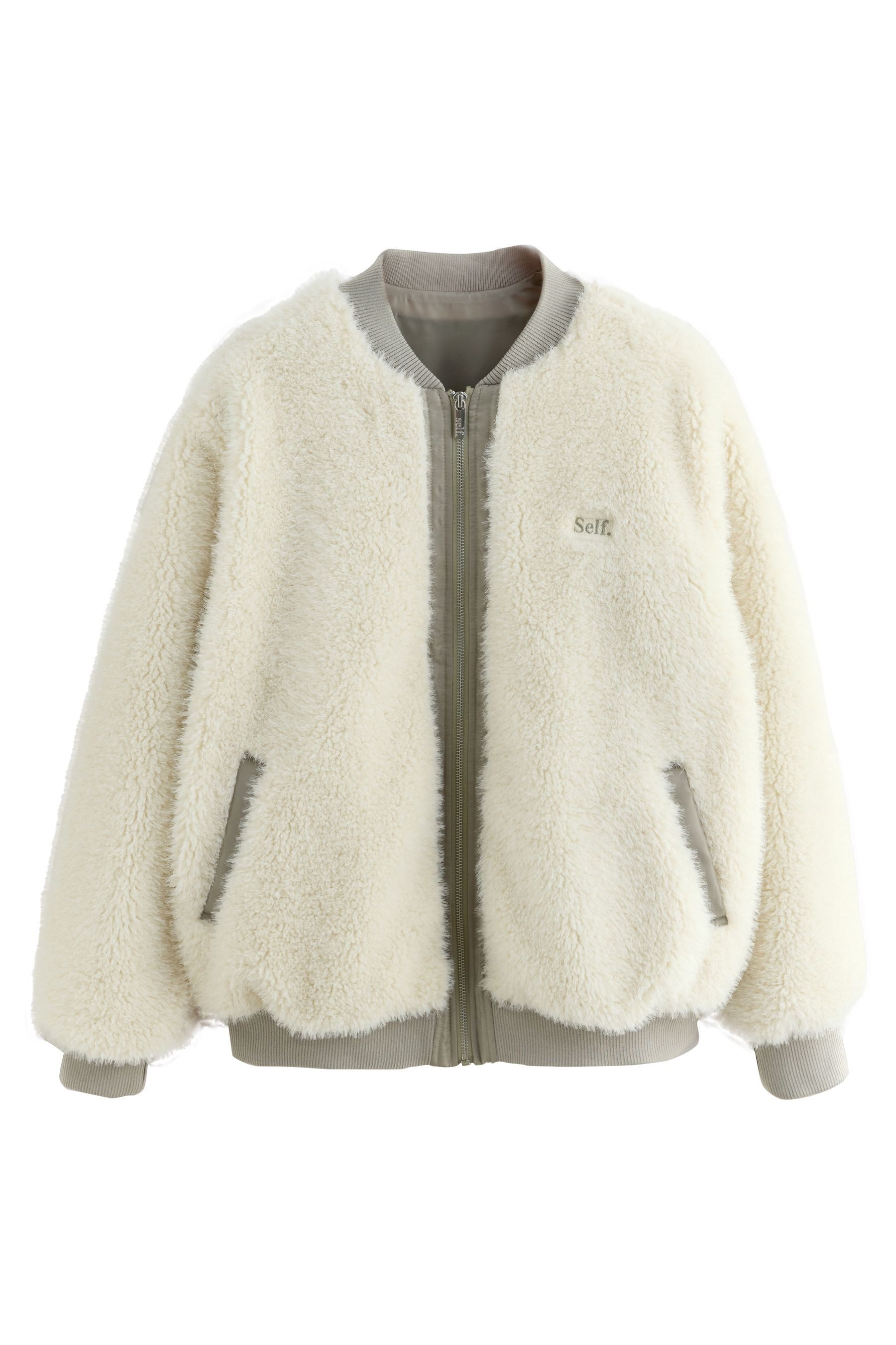 self Fleecejacke Self. Bomberjacke mit Teddykunstfell (1-St)