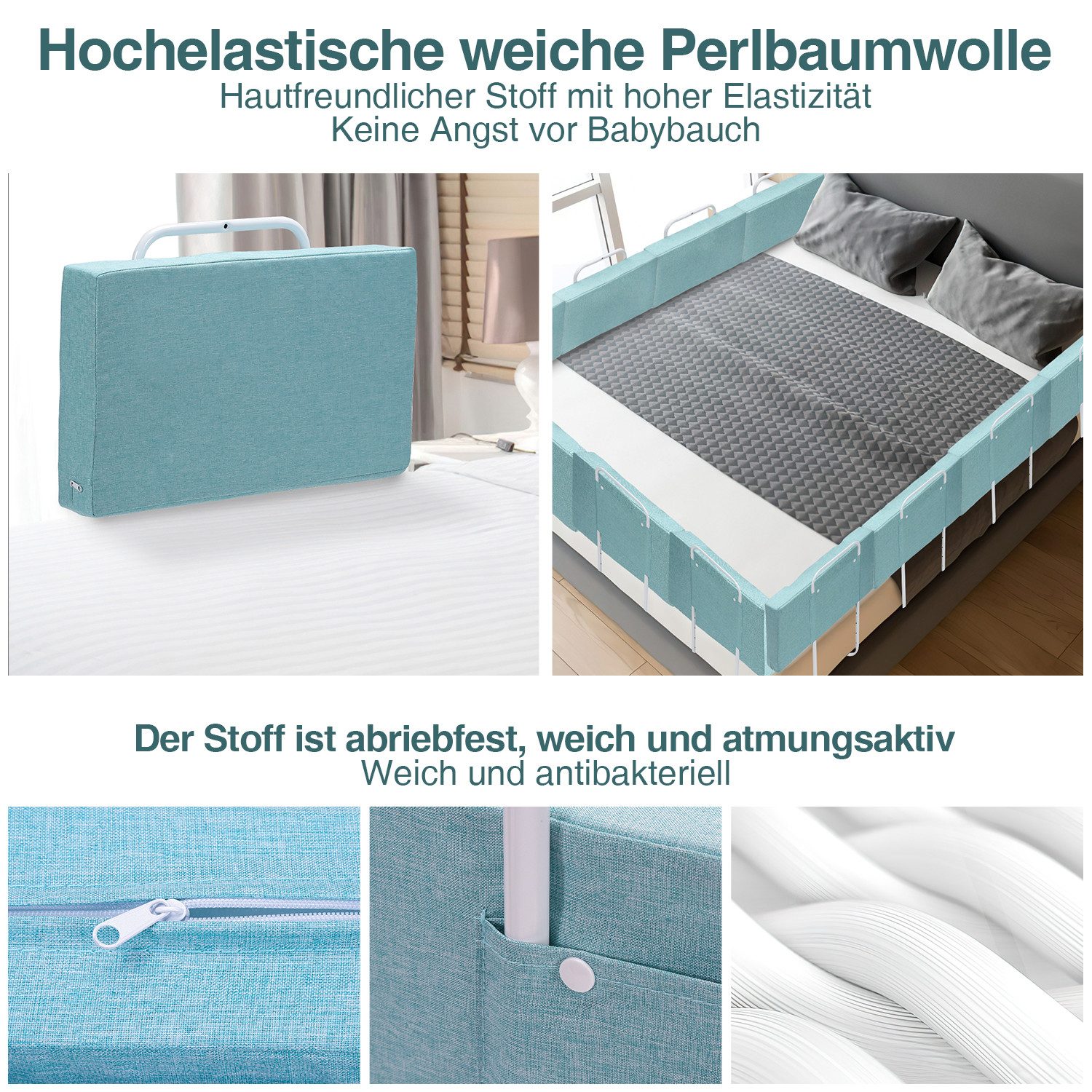 Clanmacy Bettschutzgitter Bettgitter Bettschutzgitter Kinder 3x60cm Verstellbares Seitenschutz (2 St)