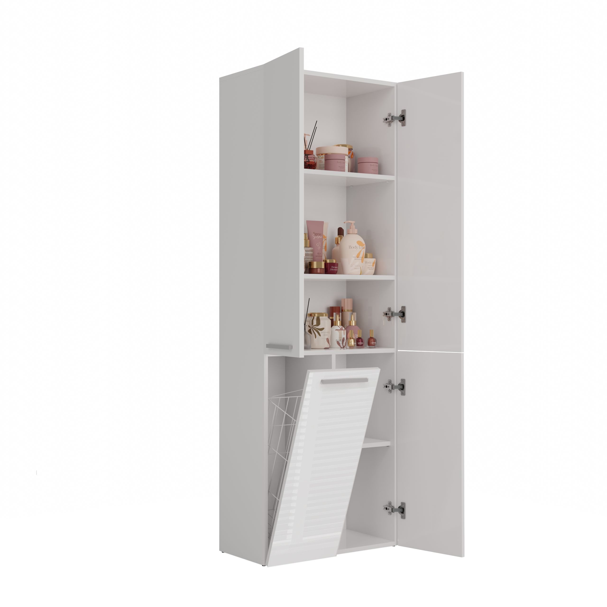 Raumhirsch Furniture Badkommode Badkommode Badezimmerschrank Wäscheschrank (mit drei Türen - 5 Innenregale - Maße 30 x 60 x 174 cm), verschiedene Farben