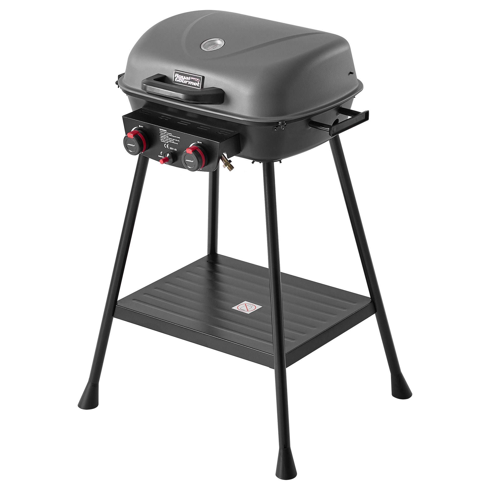 Royal Gourmet Gasgrill 2- Brenner Gasgrill, 5 kW Standrrill, Grillwagen für Camping, 2-in-1-Funktionalität, Zwei 2,5 kW Edelstahlbrenner