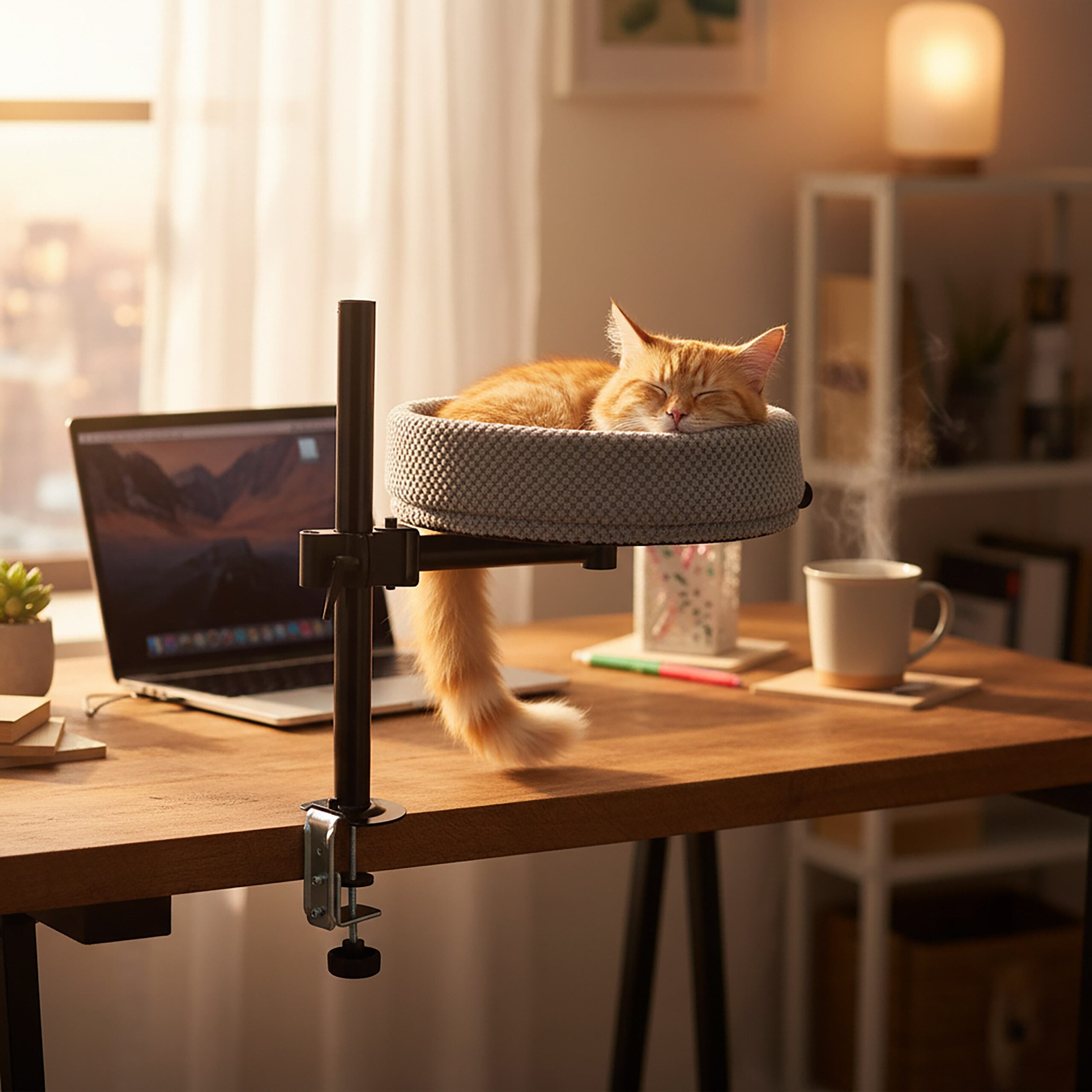 relaxdays Katzenliege Katzenbett für Schreibtisch