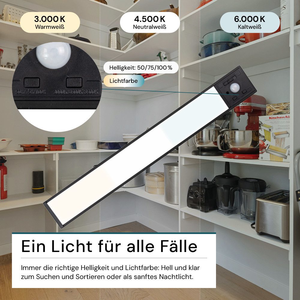 LUXULA LED Unterbauleuchte LUXULA LED Unterbauleuchte 30 cm 3 W CCT einstellbar Schwarz, LED fest integriert, Farbwechsler – Bild 4 von 5