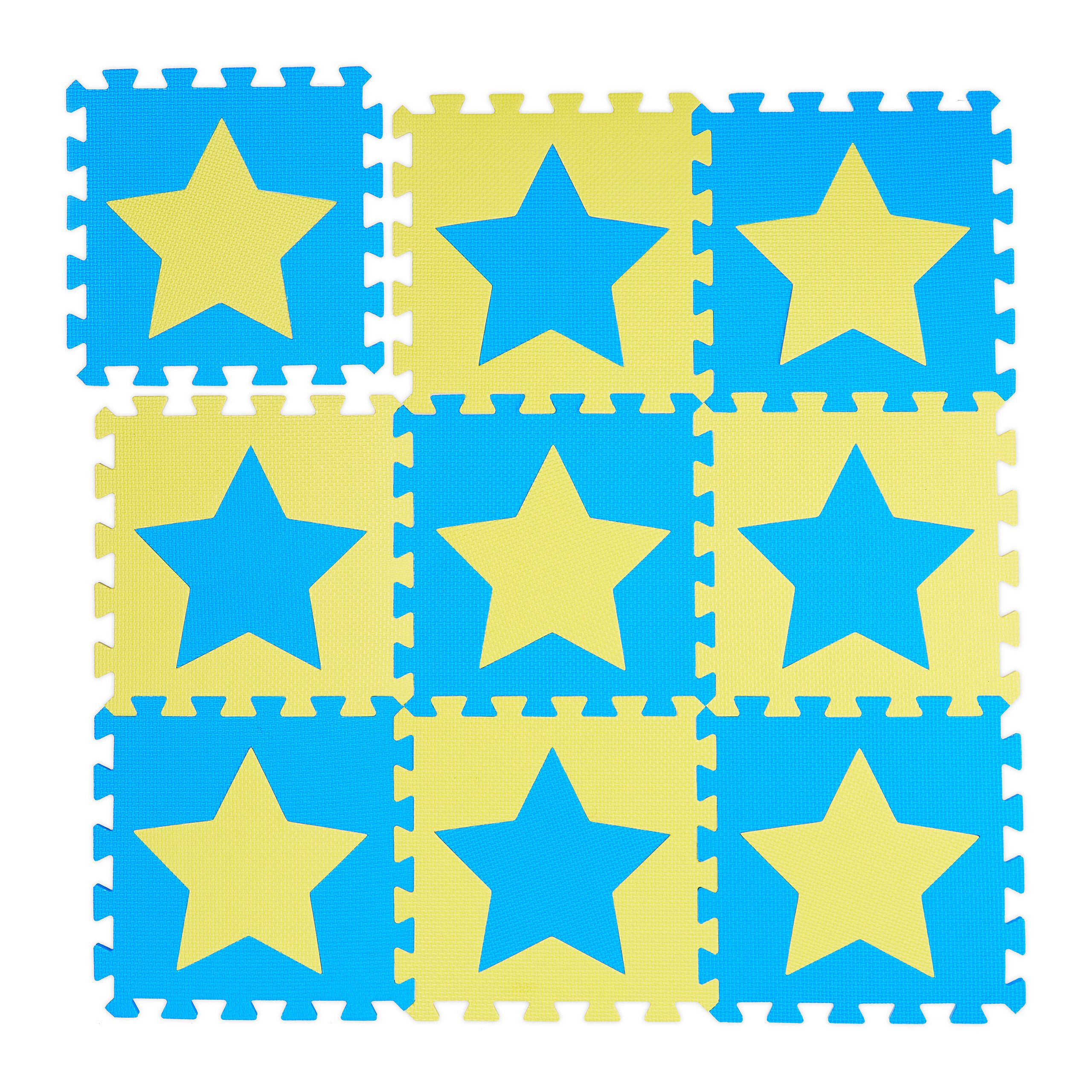 relaxdays Spielmatte Puzzlematte Sterne, Blau-Gelb günstig online kaufen