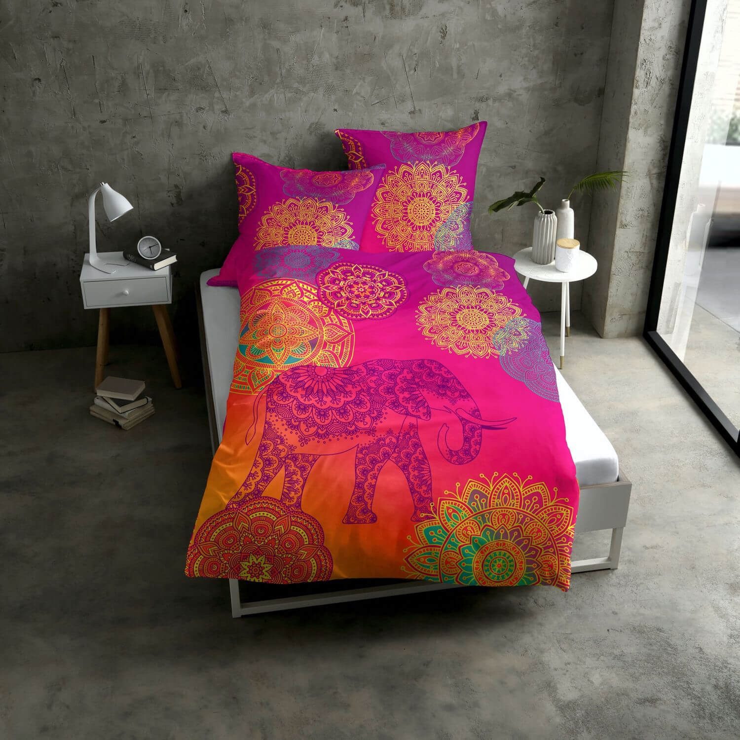 CASATEX Bettwäsche Noida Violett Türkis Orange, Renforcé, 2 teilig, Orientalisch, Ornamente – Bild 5 von 5