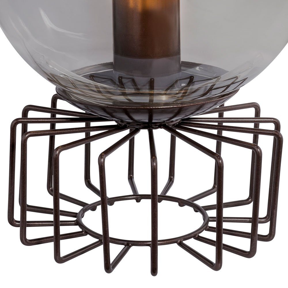 Tischleuchte, Retro LED Zimmer Kugel Glas Warmweiß, etc-shop Lampe inklusive, Leuchtmittel Vintage bronze Wohn Tisch