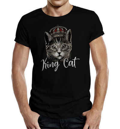 RAHMENLOS® T-Shirt Das Geschenk für Katzenliebhaber: King Cat