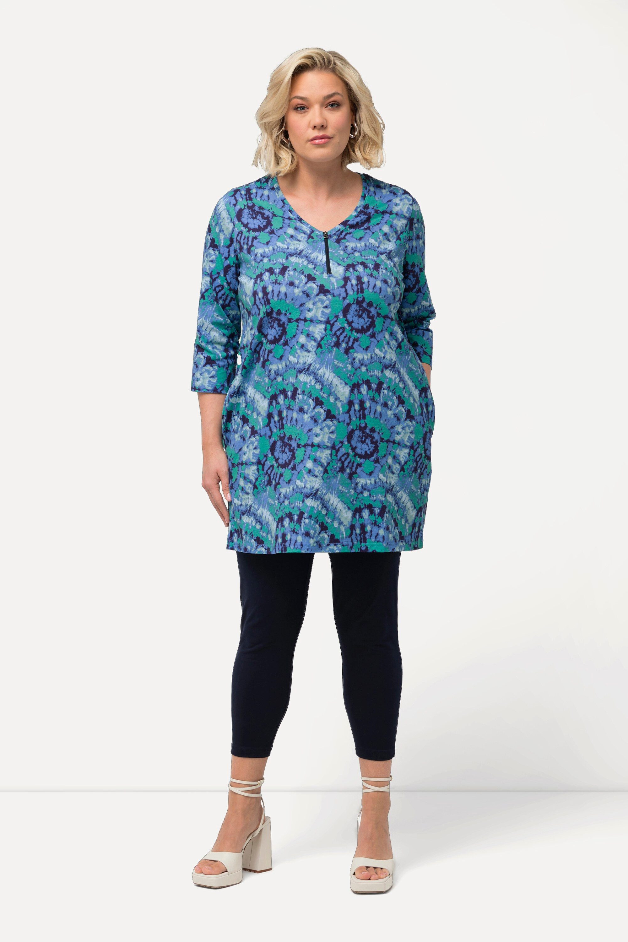 Ulla Popken Longshirt Longshirt Batikmuster Zipper günstig online kaufen