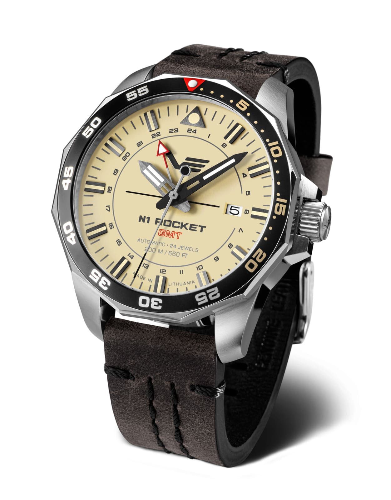 Vostok Europe Automatikuhr Rocket N1 – 46 mm Herrenuhr mit braunem Lederarm günstig online kaufen