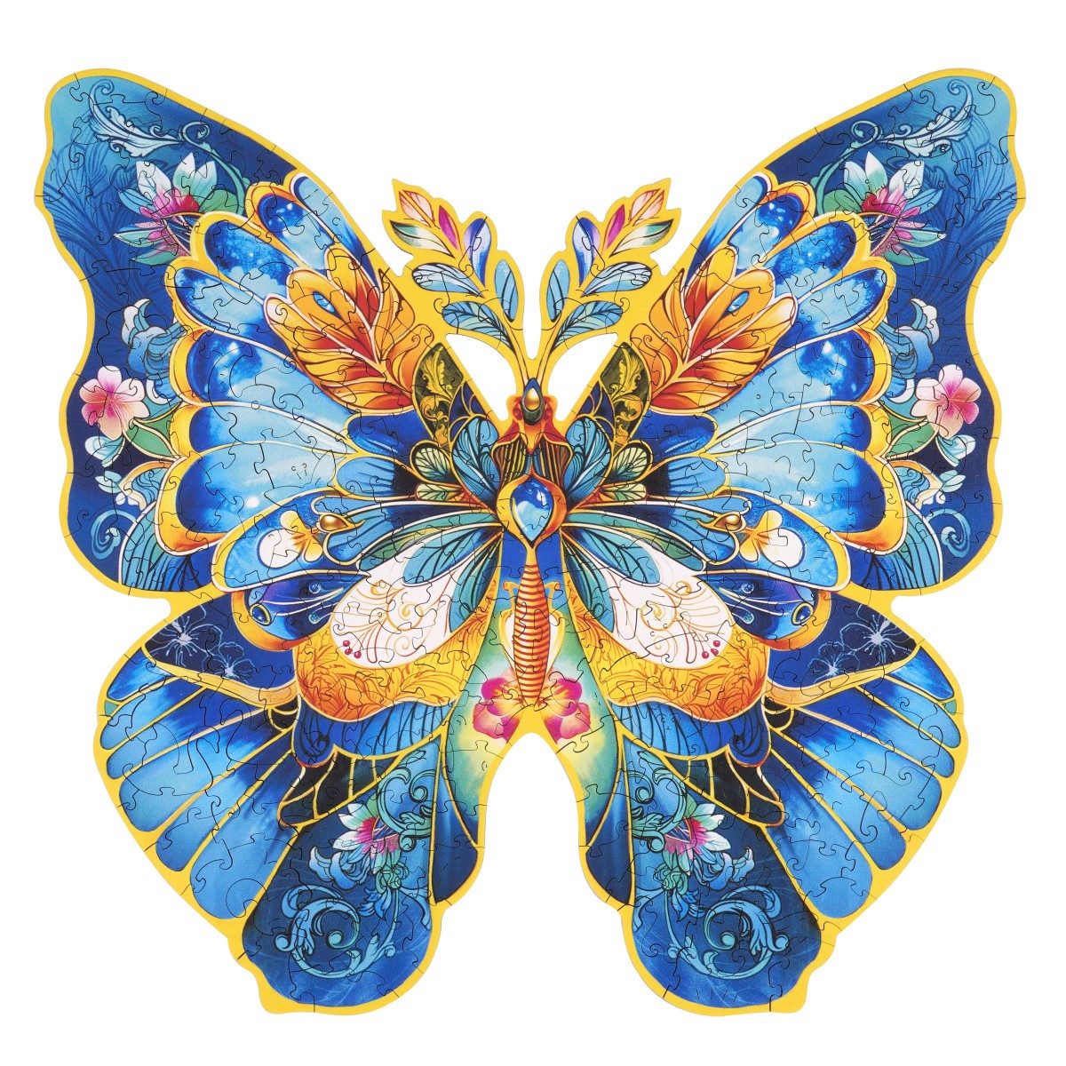 Rowood Konturenpuzzle 2D-Holz-Puzzle Schmetterling / Morpho Helena, 200 Puzzleteile