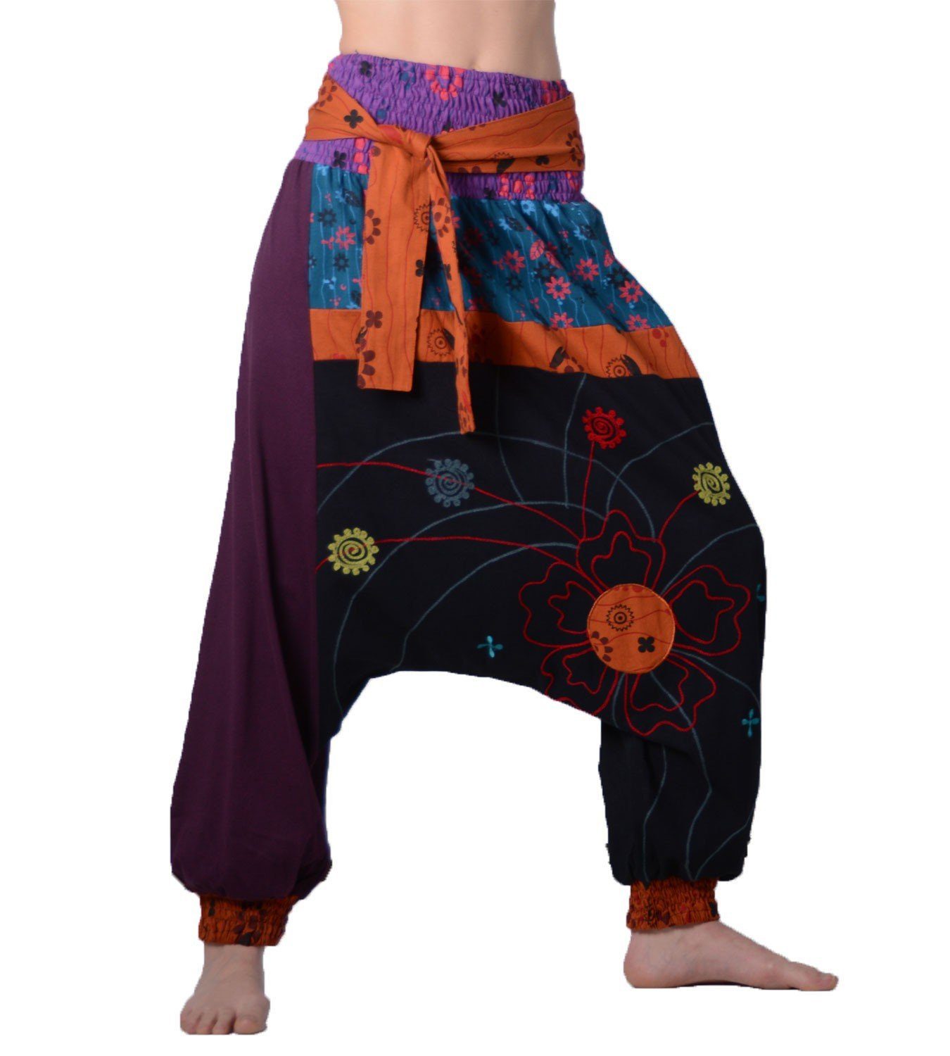 KUNST UND MAGIE Goa Lila Haremshose Ibiza - Bunte Boho Haremshose Style Baumwolle Wellnesshose aus