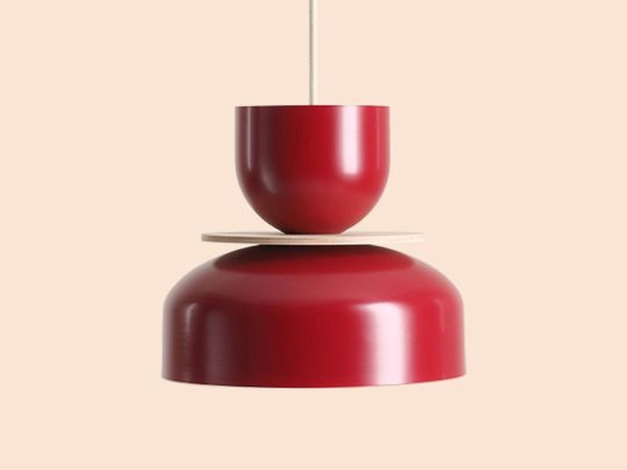 Licht-Erlebnisse Pendelleuchte RIMO, ohne Leuchtmittel, Metall E27 D: 30 cm rund H: max. 230 cm Rot Modern