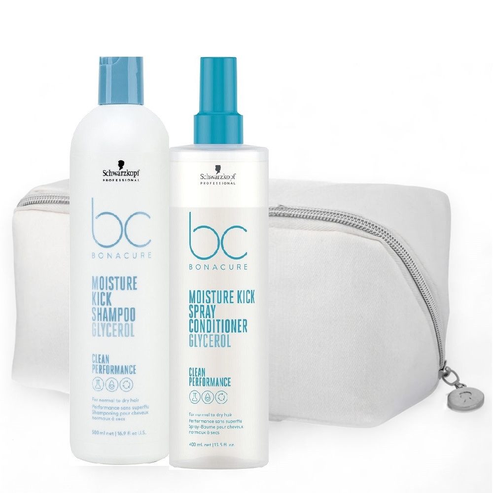 Schwarzkopf Professional Haarshampoo Moisture Kick Shampoo 500ml + Spray Conditioner 400ml + Tasche