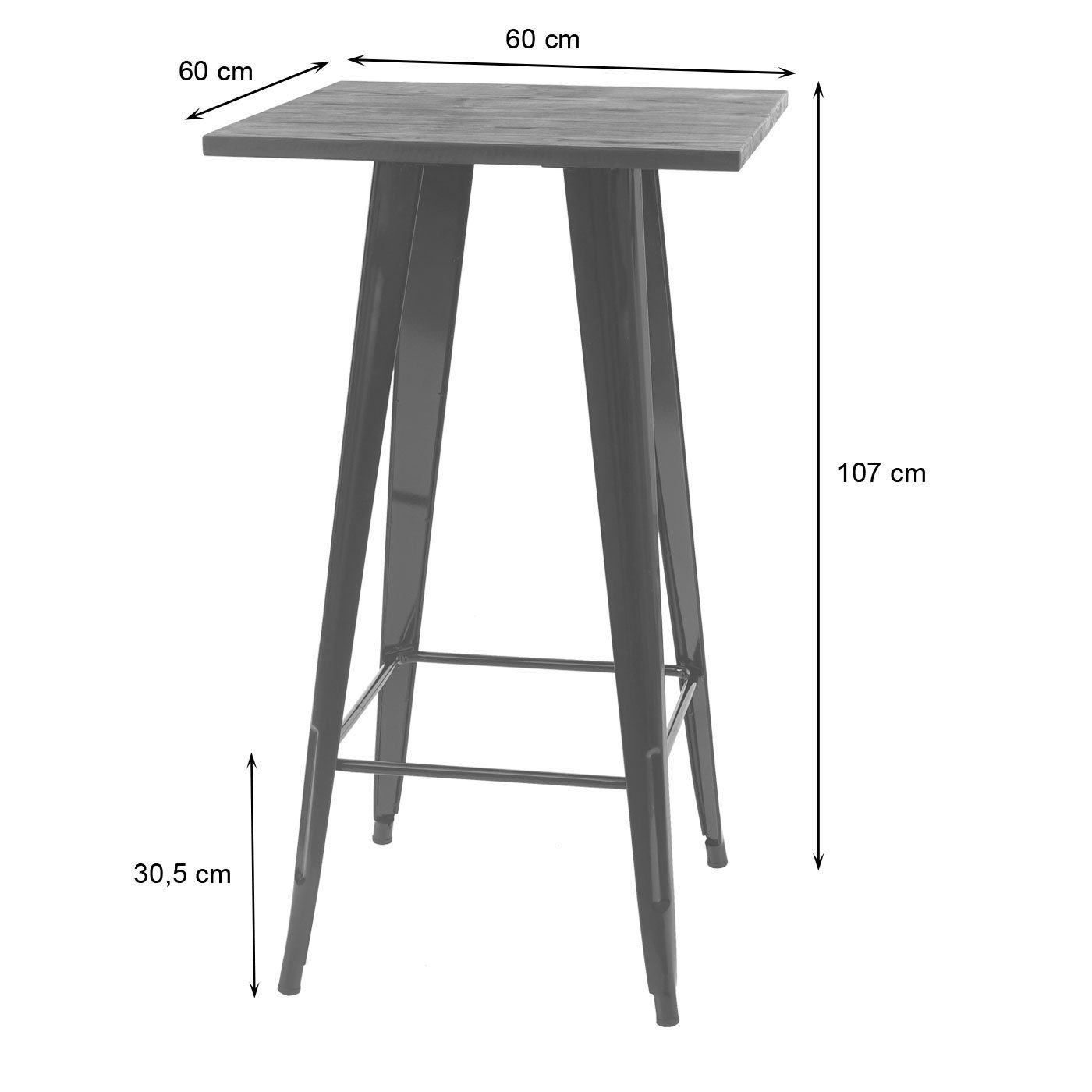 Set, MCW-A73-Tisch-Set Querstrebe sorgt schwarz für Bodenschonende (Set, Bartisch Gummifüße, 3er), Stabilität MCW