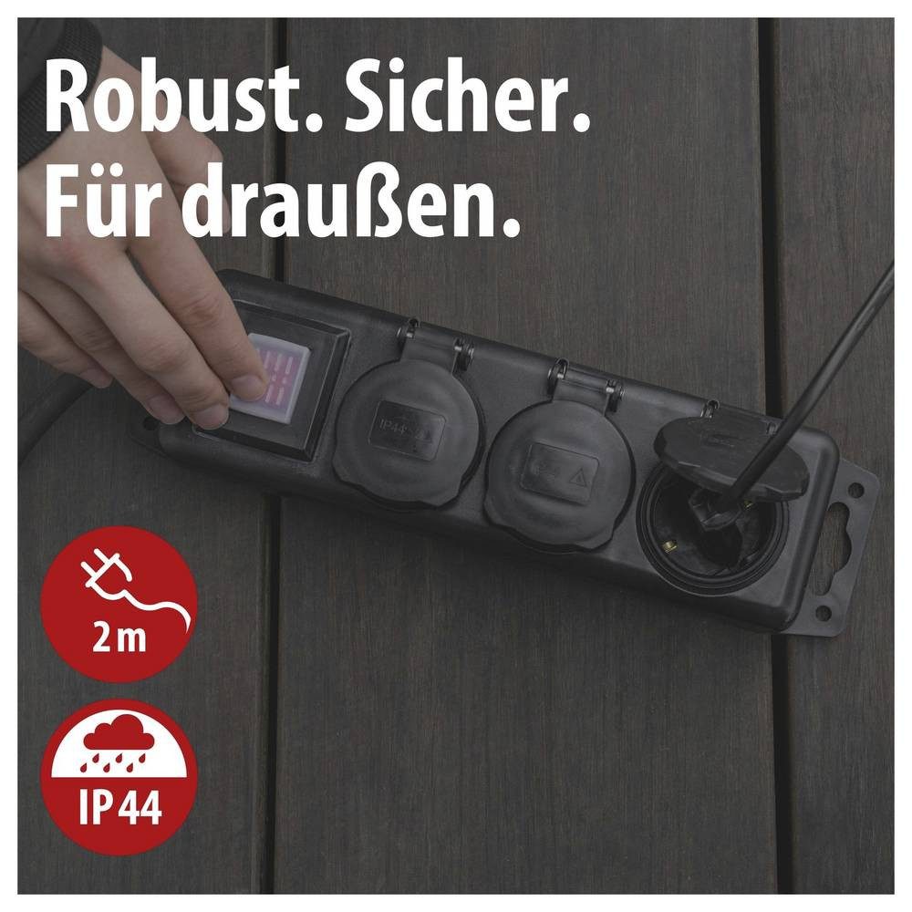 Brennenstuhl Gartensteckdose Std- 3fach 2m H07RN-F3G1.5mit Schalter, BeSchu,IP44 1159950013