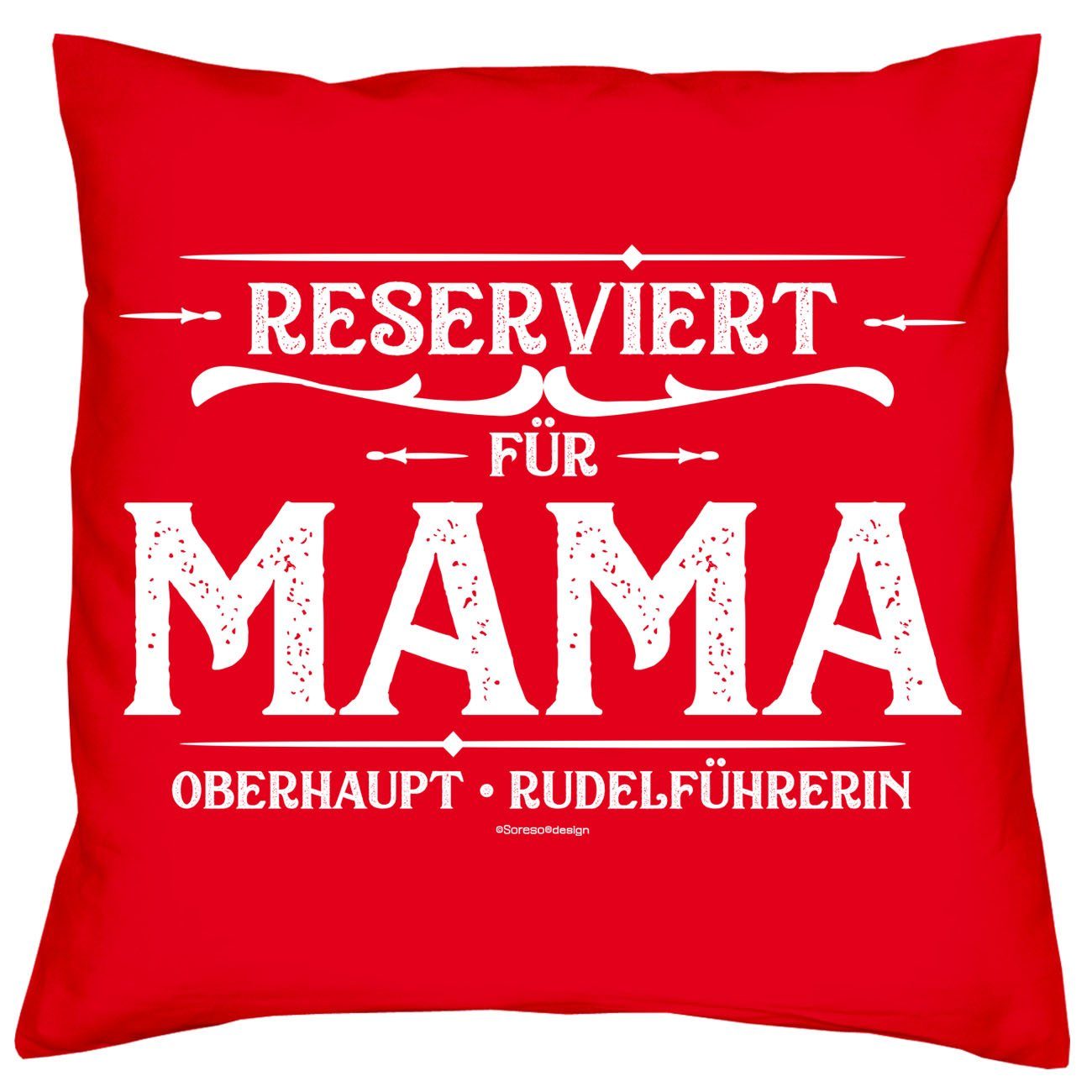 Soreso® Dekokissen Kissen Reserviert für Mama & Urkunde, Geschenk Geburtstagsgeschenk rot