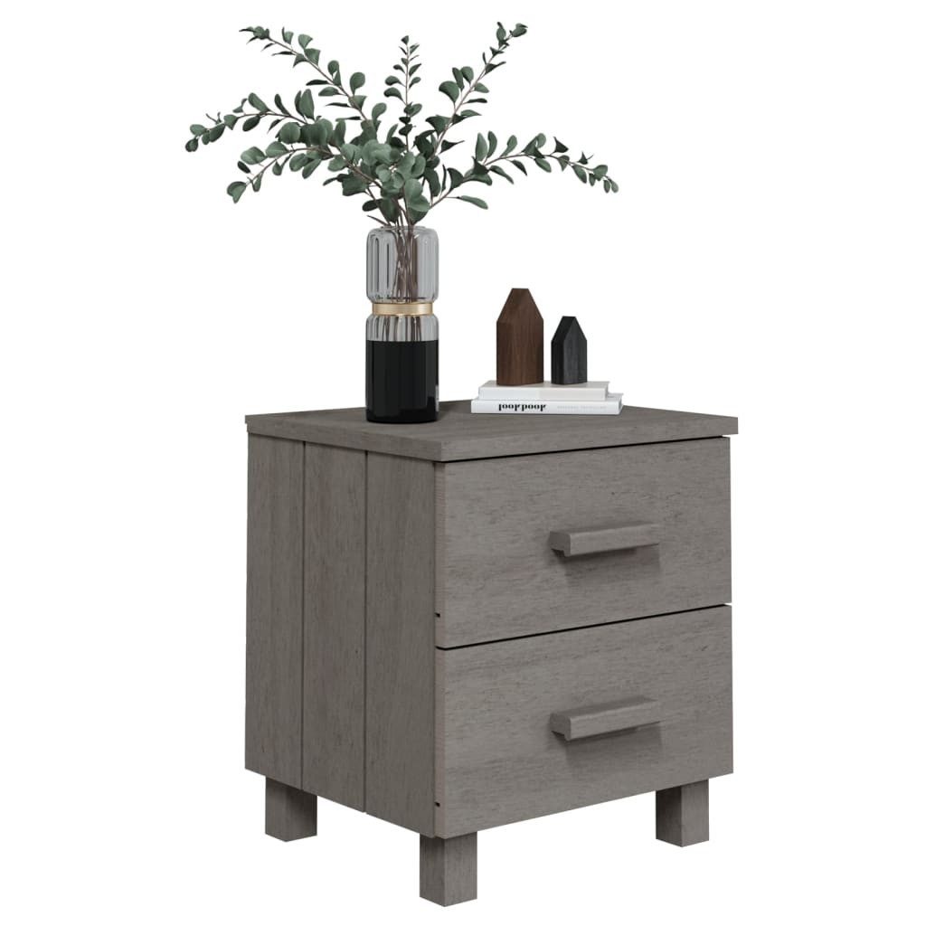 vidaXL Nachttisch NA Nachttische2er Set Hellgrau 40x35x44,5 cm Massiv Kiefernholz