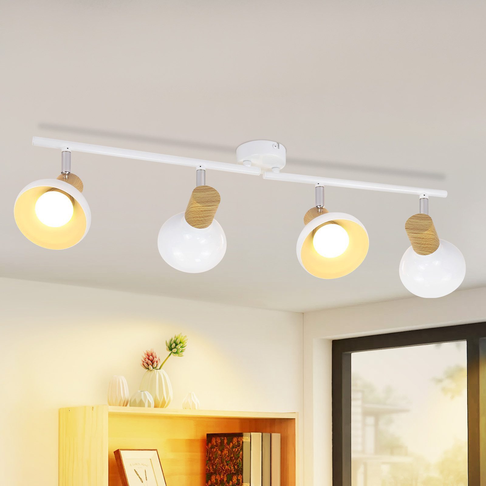 Nettlife Deckenstrahler Vintage E14 Innen Industrial Eisen Lampenschirm Schwenkbar, Schwenkbar 350°, ohne Leuchtmittel, Spotleuchte für Schlafzimmer Flur Wohnzimmer