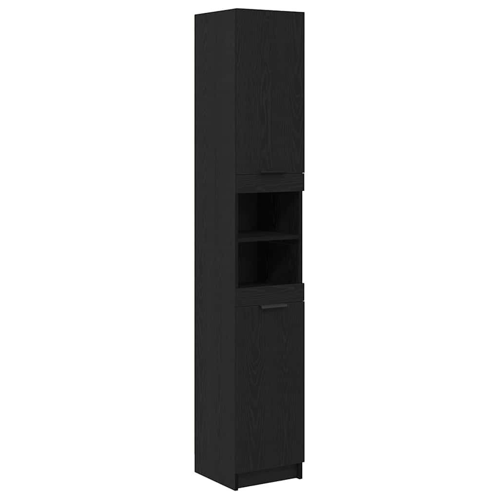 vidaXL Badezimmerspiegelschrank Badezimmerschrank Schwarz Eichen-Optik 32 x 34 x 188,5 cm (1-St)