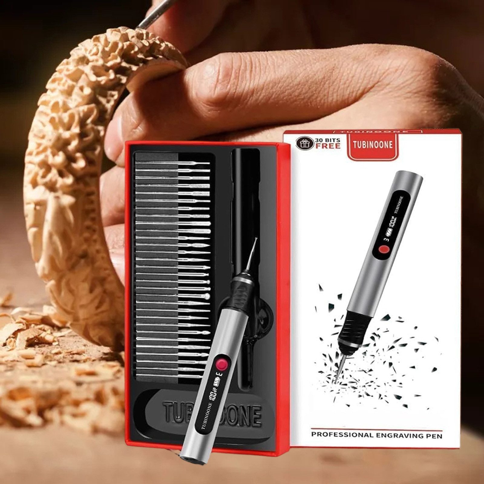 REDOM Graviergerät Schnitzgerät elektrischer Schnitzstift Multitool Gravur- und Bastelset, 3,7 V, mit 30 hochwertige Schnitzköpfe Wolframkarbid-Feilen Überlastschutz, Drei Geschwindigkeitsstufen von 12.000 bis 20.000 U/min, Multifunktionswerkzeug für Holz Metall
