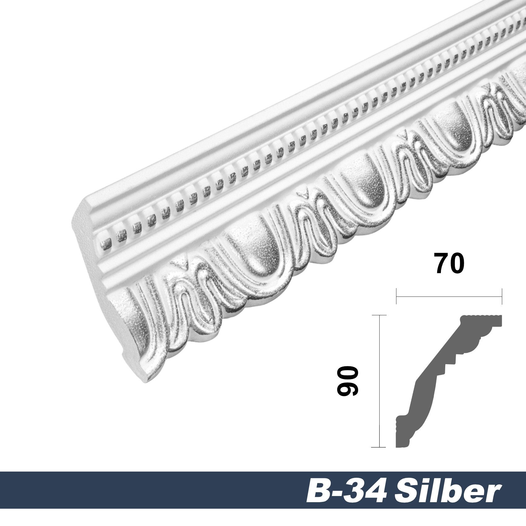 marbet design Stuckleiste B-34 silber, 2 günstig online kaufen