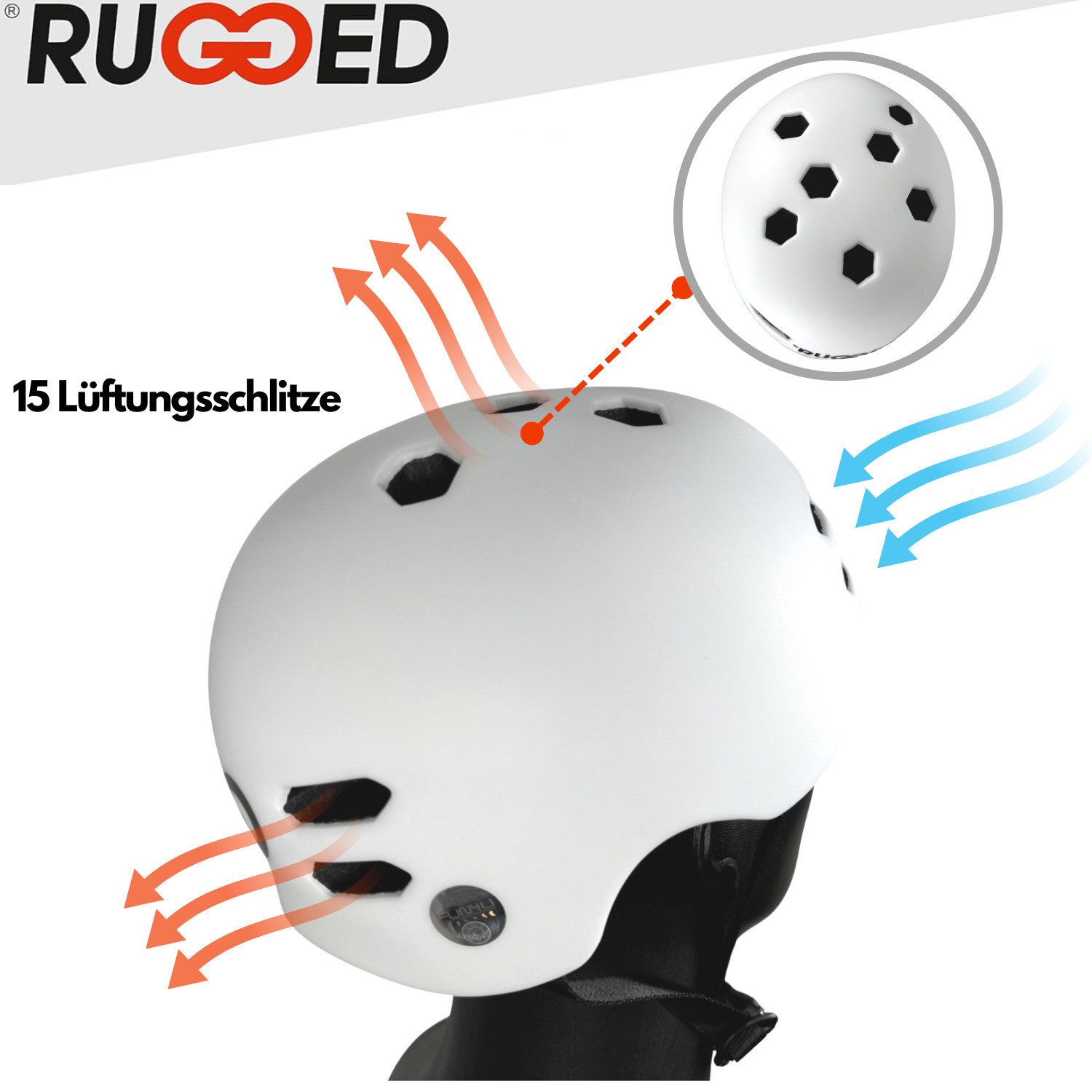 Rugged Stuntscooter Rugged in Mold Stunt-Scooter / Skate Helm weiß S (53-55cm)