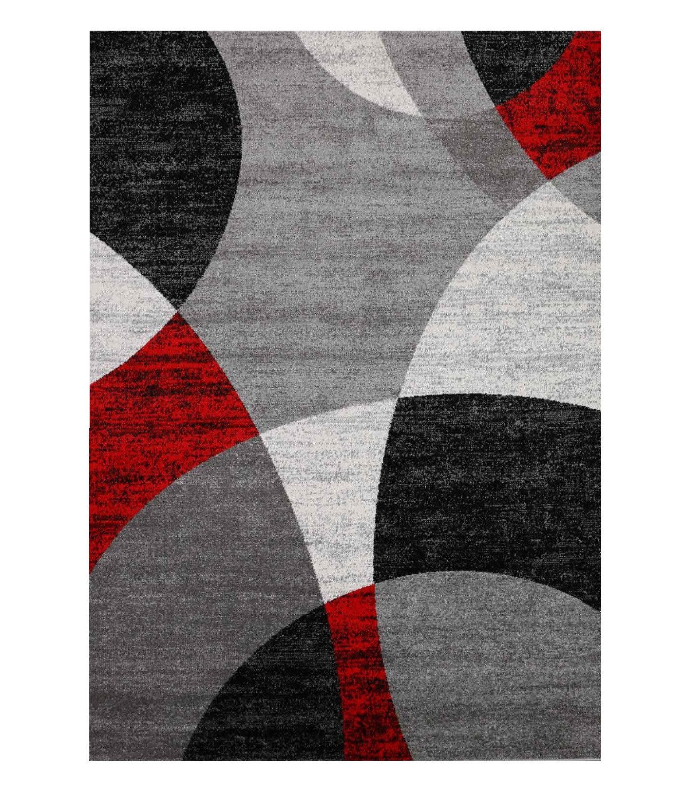 Vimoda Teppich Wohnzimmer Geometrische Kreismuster in Rot & Gelb, Rechtecki günstig online kaufen