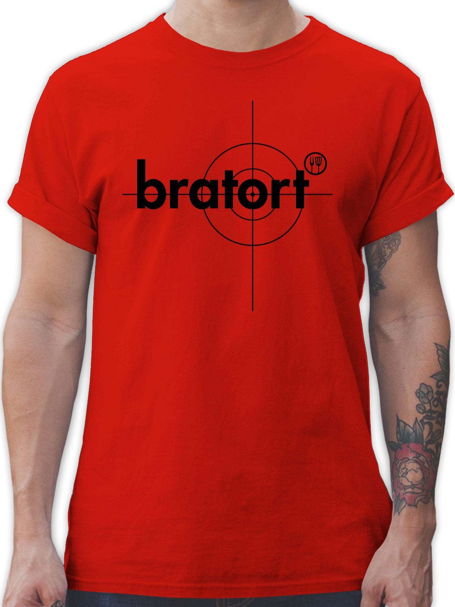 Grillen Bratort Geschenk 3 Shirtracer & T-Shirt Grillzubehör Rot