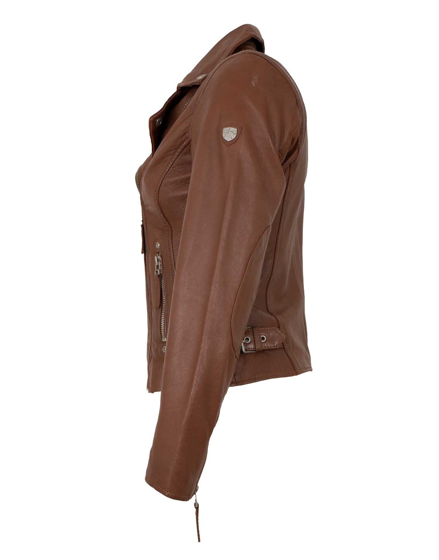 Gipsy by Mauritius Lederjacke PGG W14 Gipsy - Damen Lederjacke Bikerjacke Lammnappa cognac