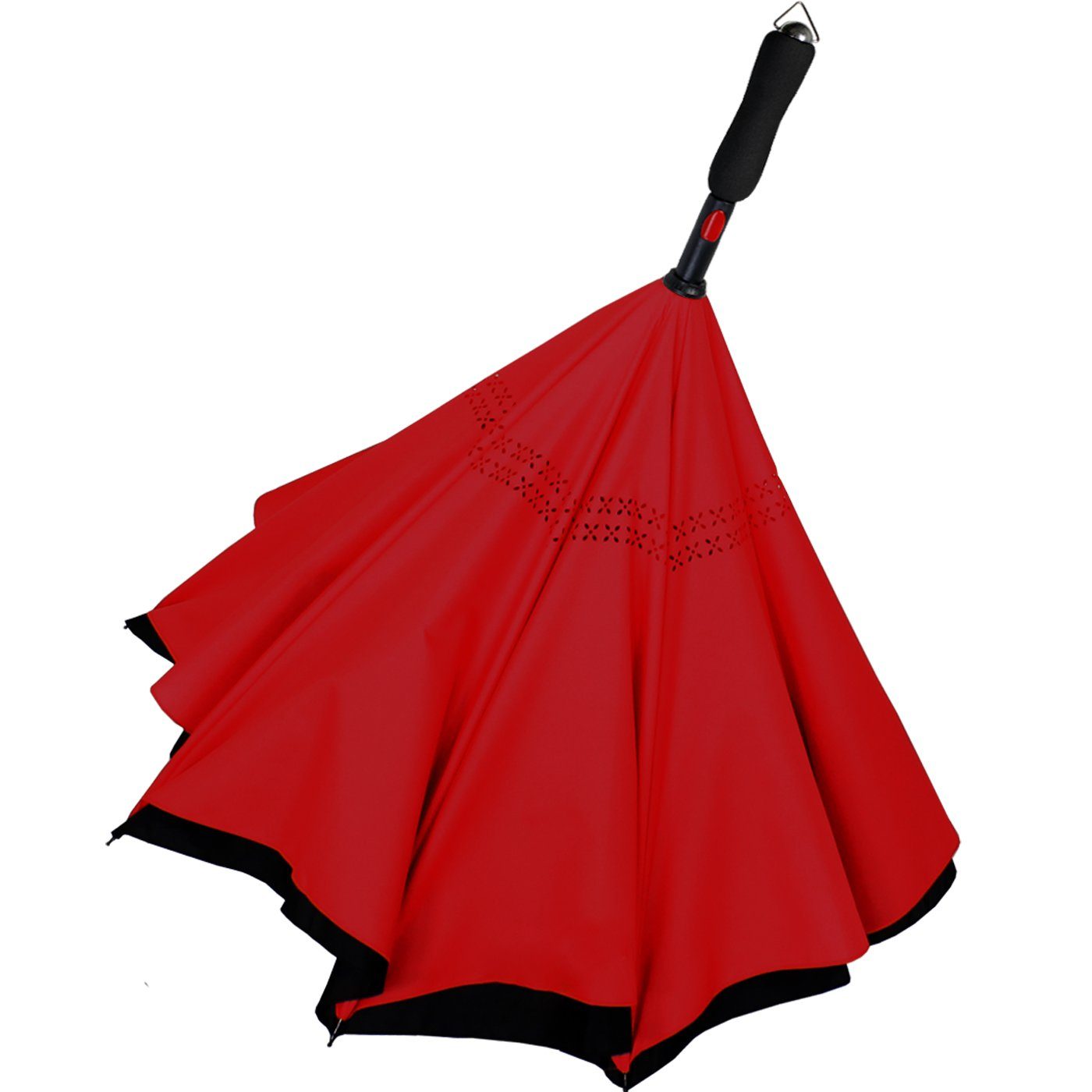 Automatik, - umgedreht mit zu öffnen iX-brella umgedreht Langregenschirm schwarz-dunkelrot Reverse-Schirm