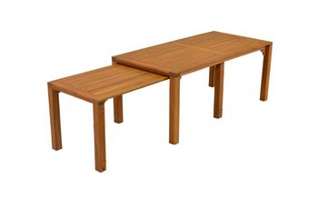 MERXX Garten-Essgruppe Toskana, (7tlg., 6 Sessel, 6 Sitzauflagen, 2 Tische), verlängerbarer Tisch, Sesselbeine aus Akazienholz