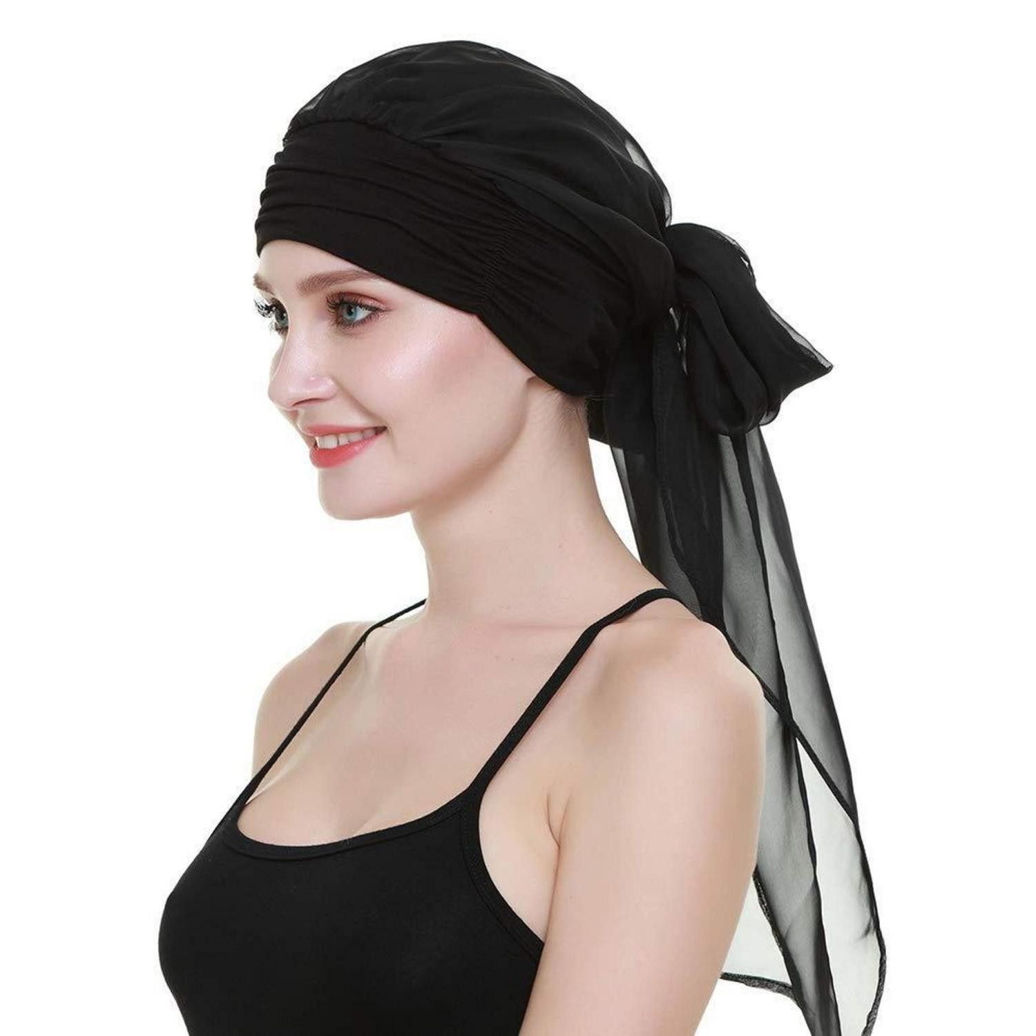 LuxusKollektion Turban Kopftuch Schal Chemo Frauen Pure Black, (1-St)